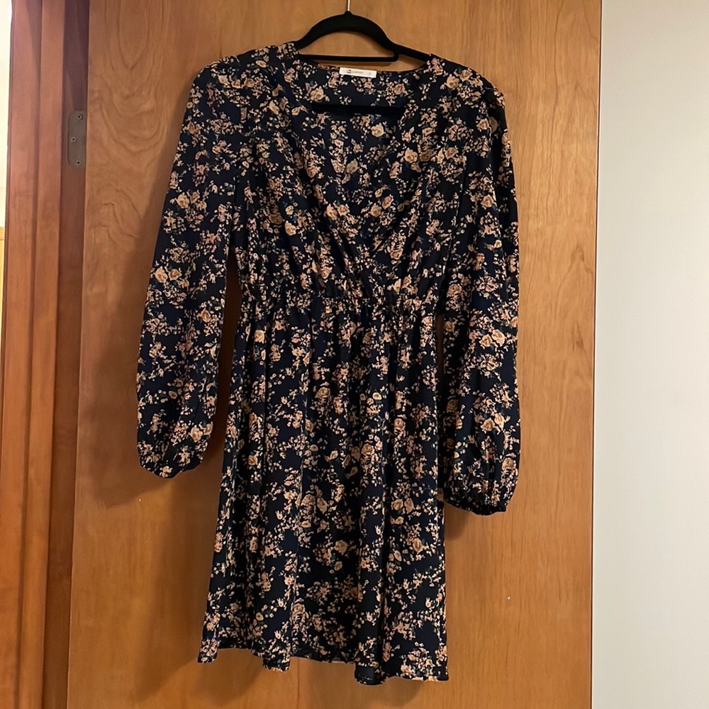 Navy blue floral dress - size small.